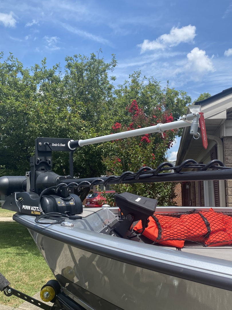 Universal Live Sonar Pole Mount installed on bass boat with Minn Kota Ulterra trolling motor